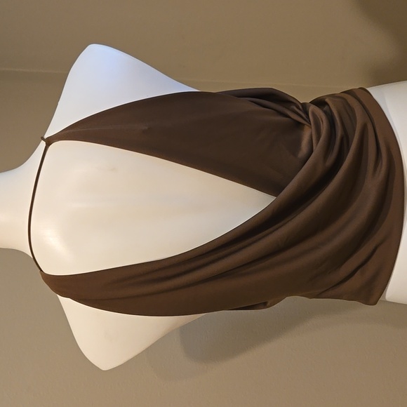 ZARA Brown Draped Asymmetrical Top SMALL - Picture 6 of 8